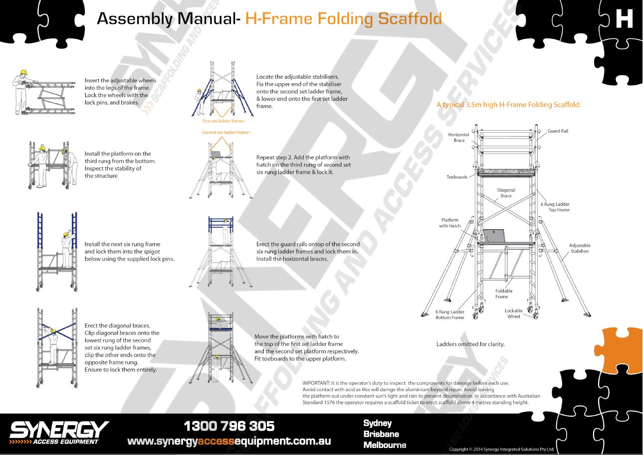 Foldable Aluminium Mobile Narrow Scaffold 1.0m (Platform Height)