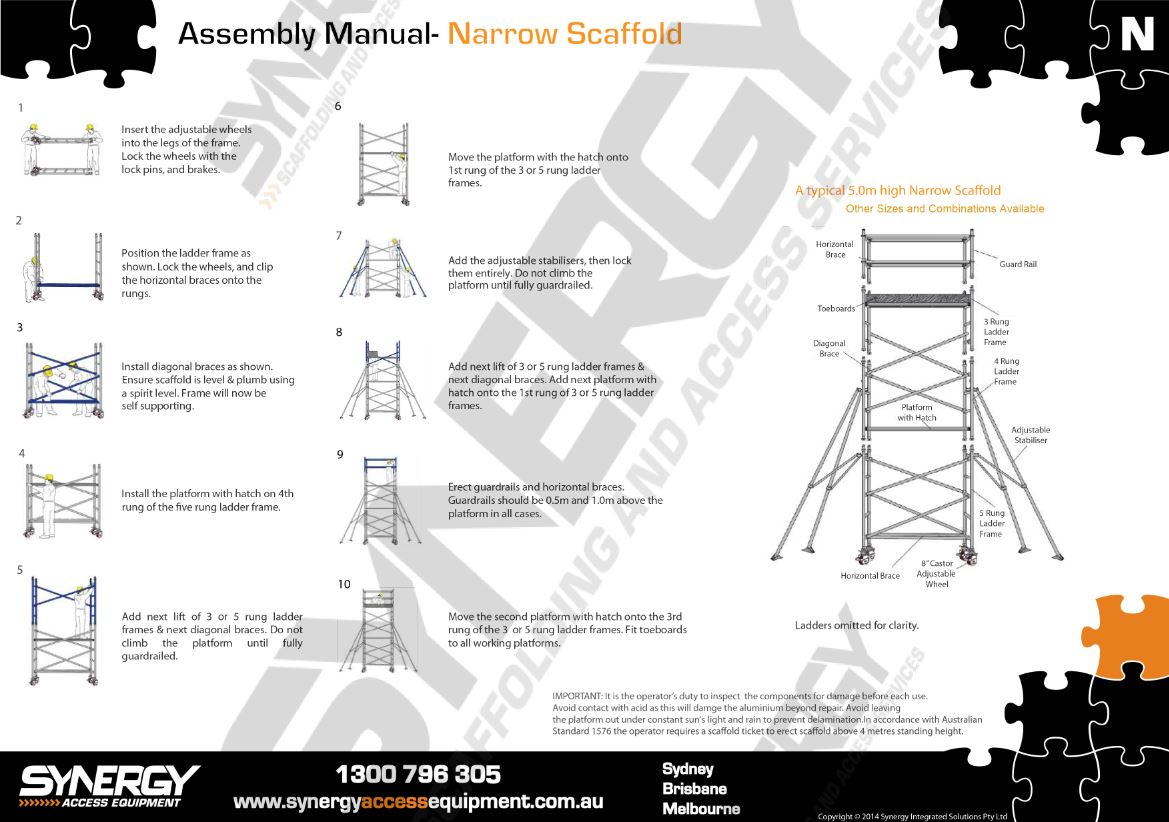 Aluminium Mobile Narrow Scaffold 1.8m - 2.2m (Platform Height)